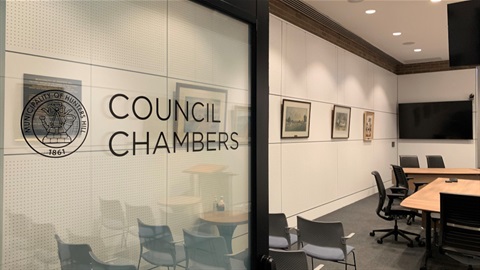 Door and entrance of Council Chambers